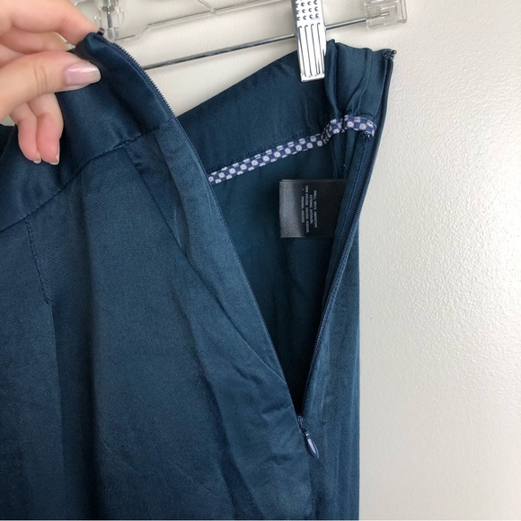 ANTHROPOLOGIE Blue Satin Tie Waist Trouser Pants - Picture 6 of 12